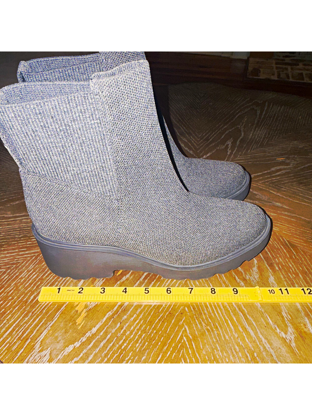VIVAIA Women’s Gray Knit Chelsea Ankle Boots Wedge Pull-On US 10 EU 40